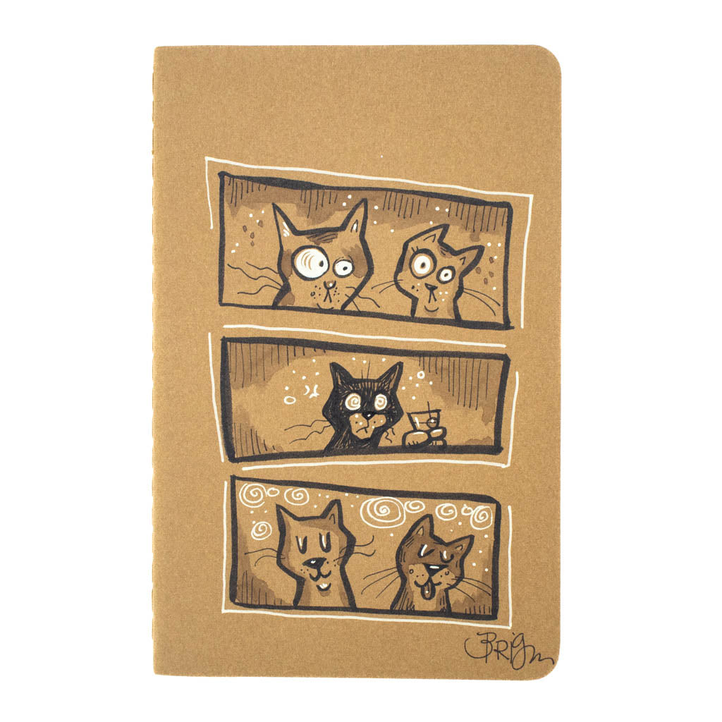 Five Tipsy Cats - Hand Drawn Notebook