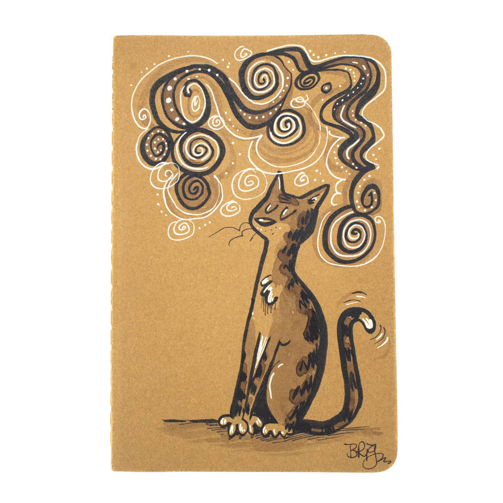 Dreaming Tall Tabby Cat - Hand Drawn Notebook