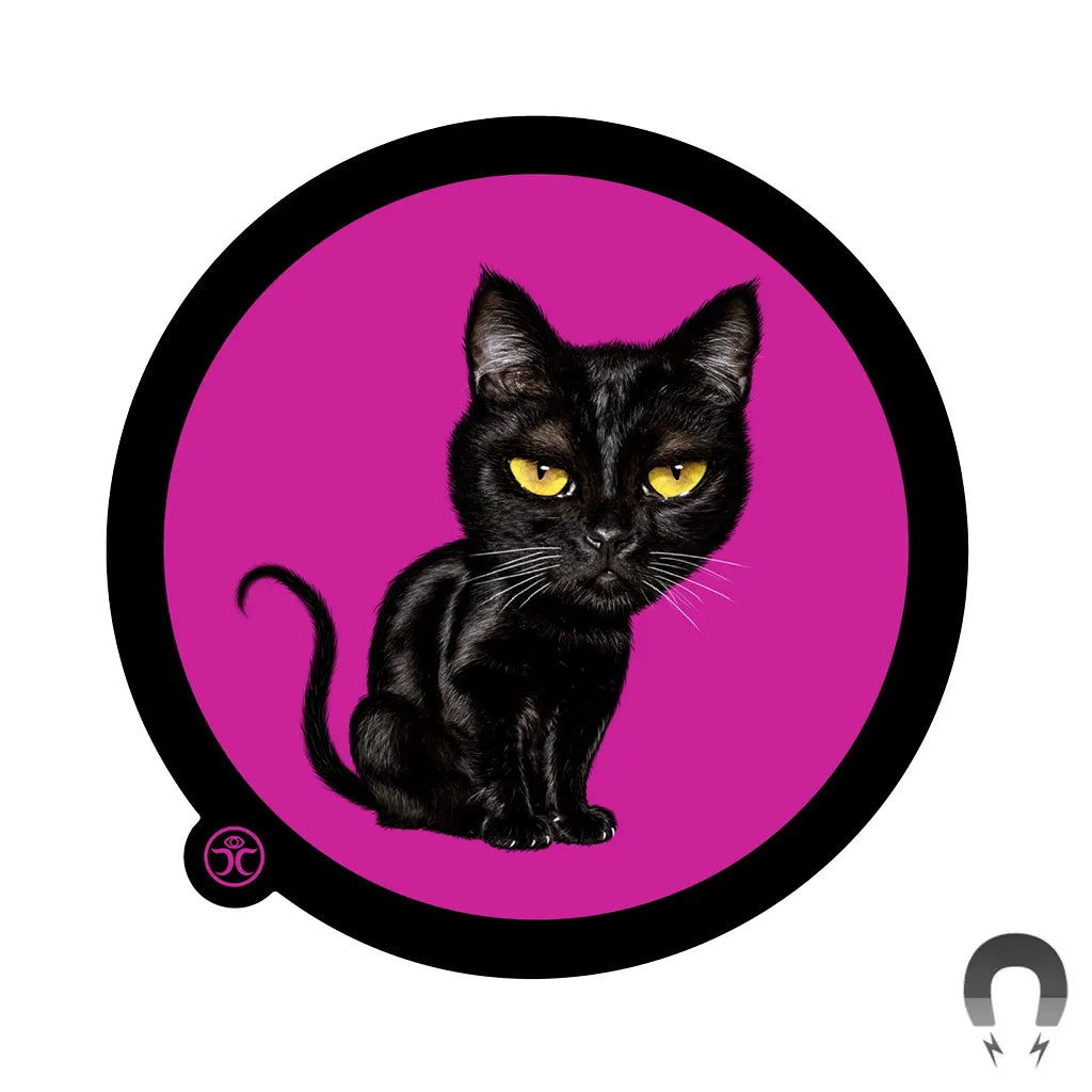 Black Cartoon Cat - Waterproof Magnet