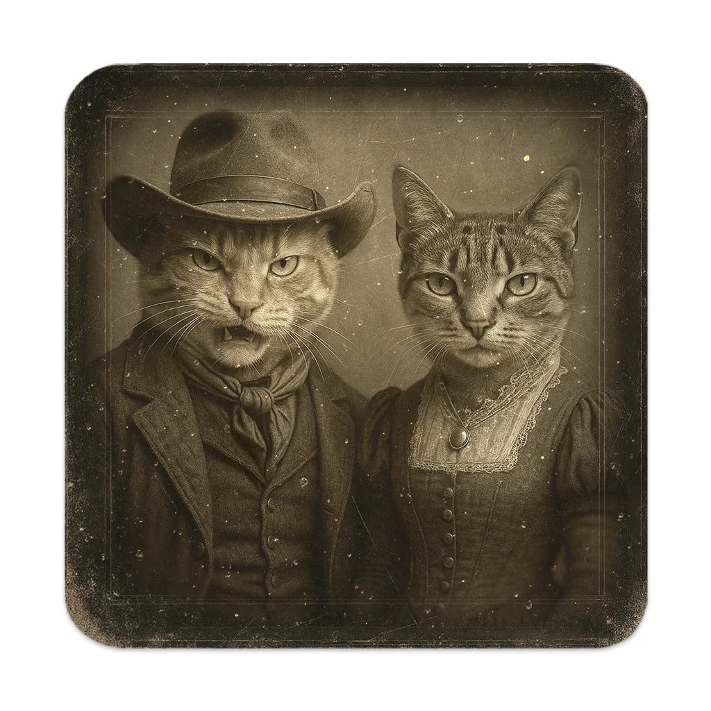 Most Wanted Cats - The Pawrtners - Cork Back Coaster