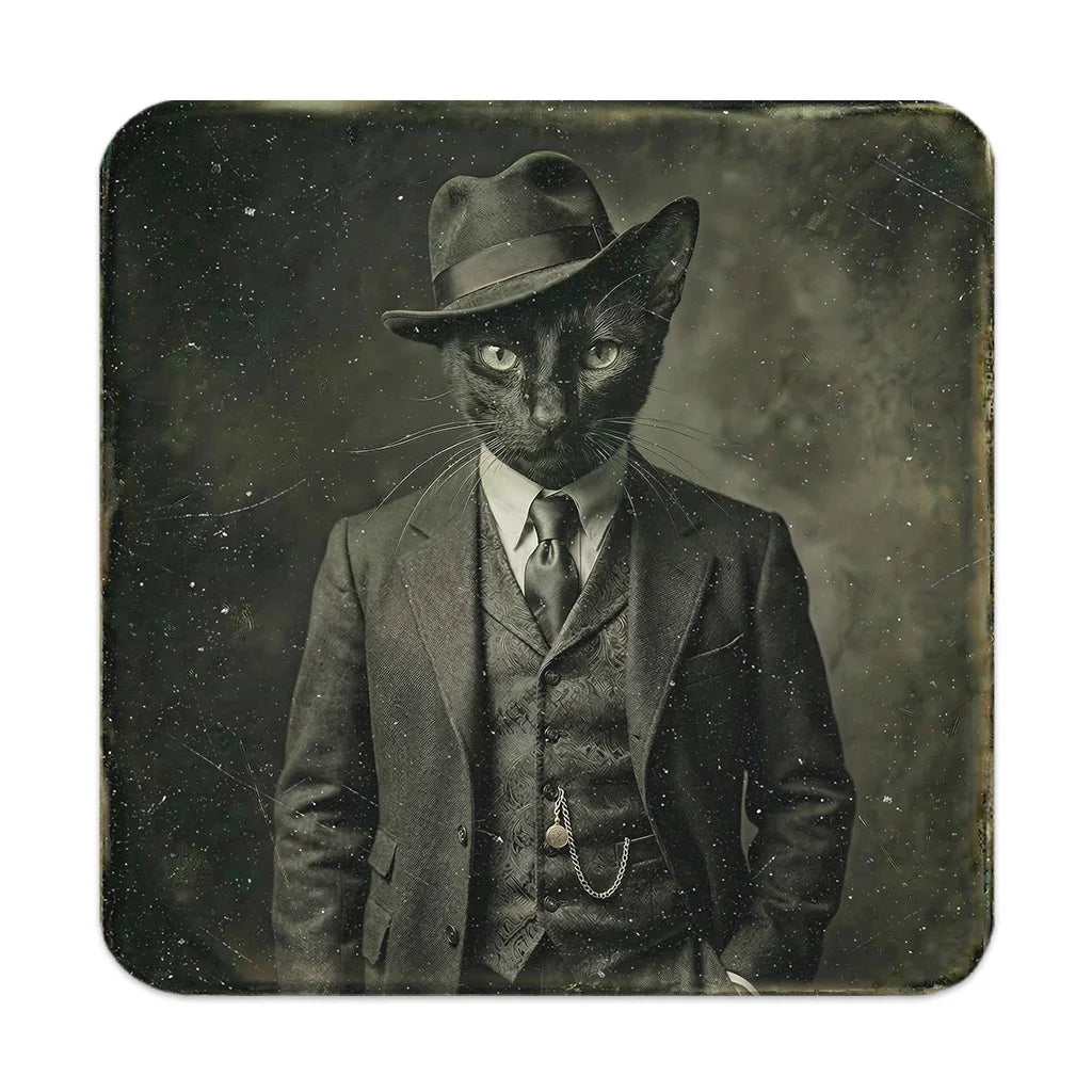 Most Wanted Cats - Jiji the Black Cat - Cork Back Coaster