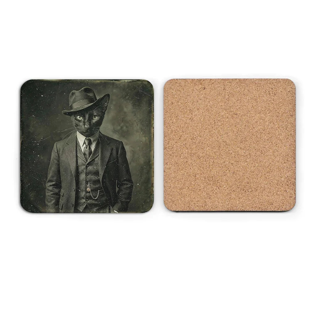 Most Wanted Cats - Jiji the Black Cat - Cork Back Coaster