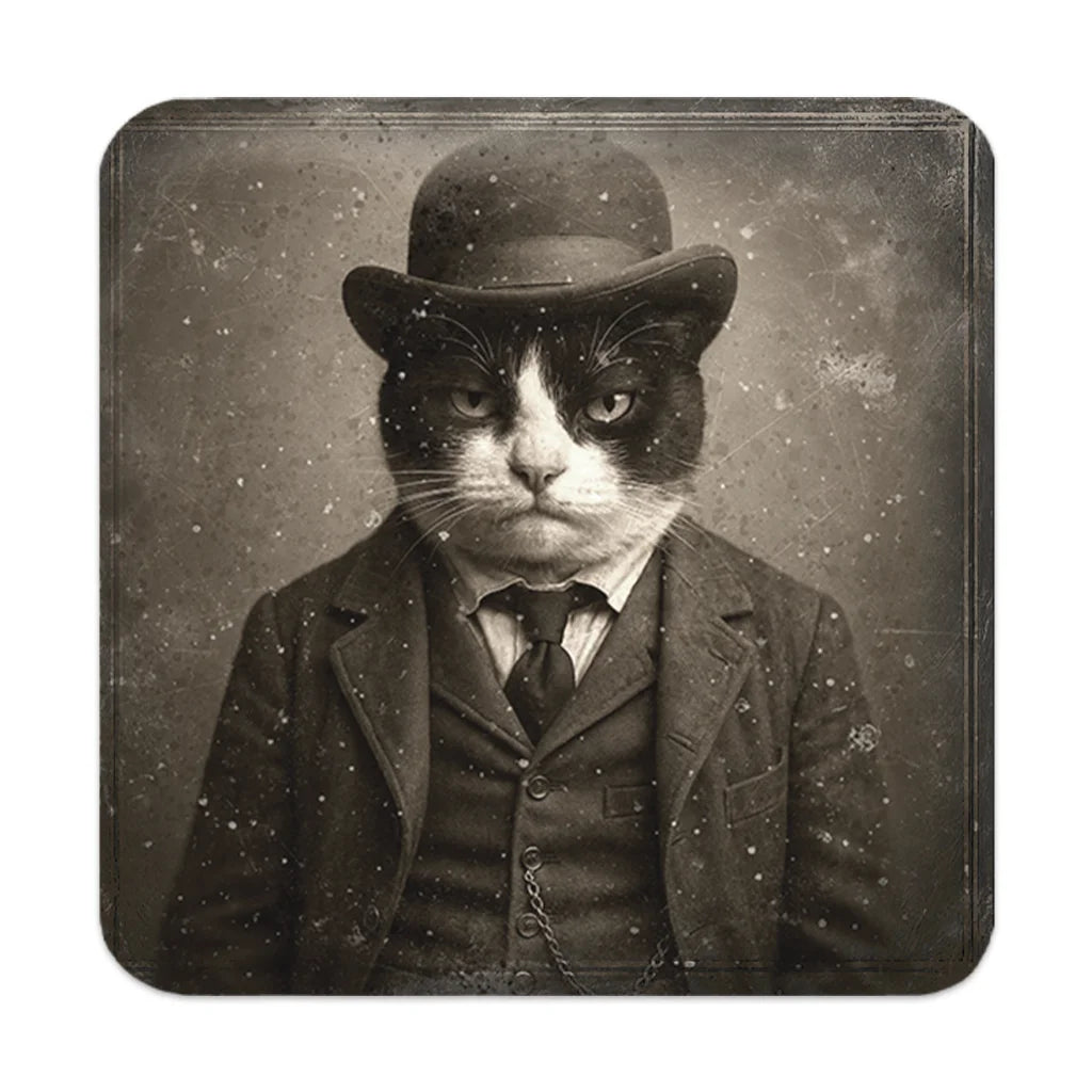 Most Wanted Cats - Tuxedo Melon - Cork Back Coaster
