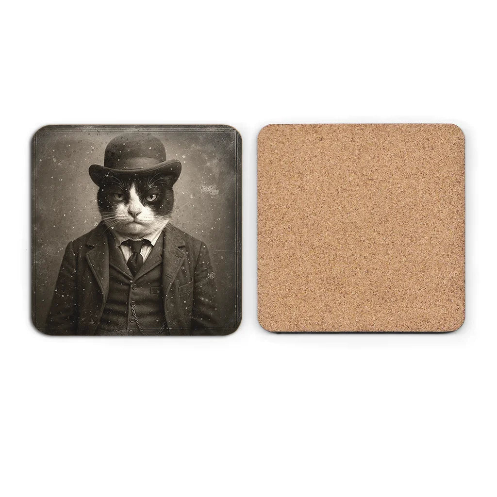 Most Wanted Cats - Tuxedo Melon - Cork Back Coaster