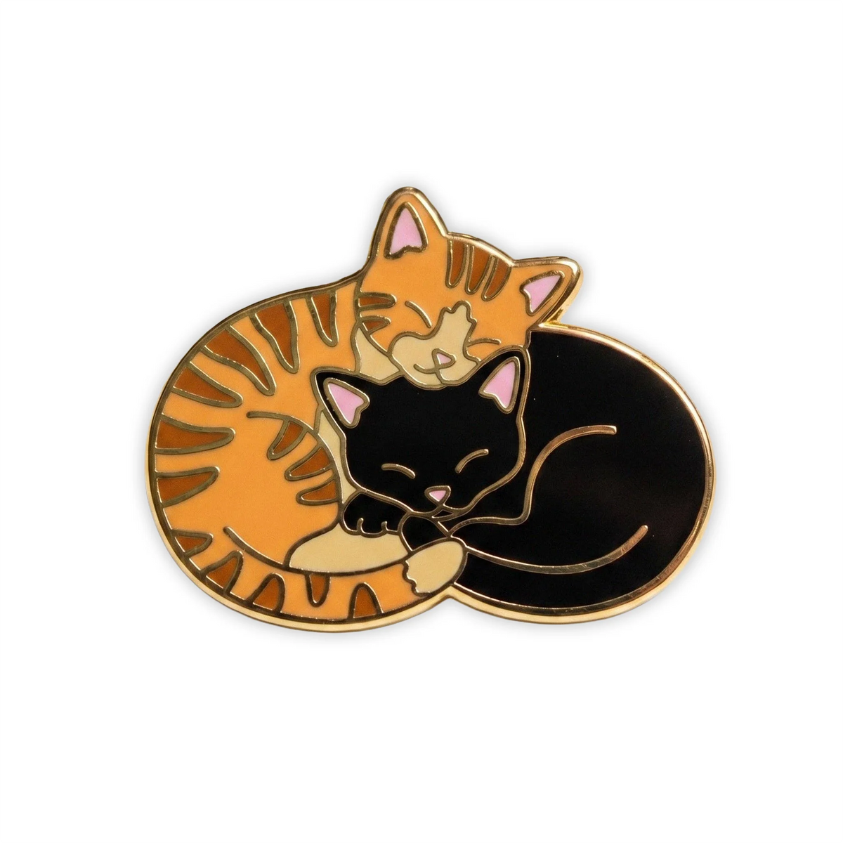 Orange Tabby Black Cat Cuddle Cats - Hard Enamel Pin