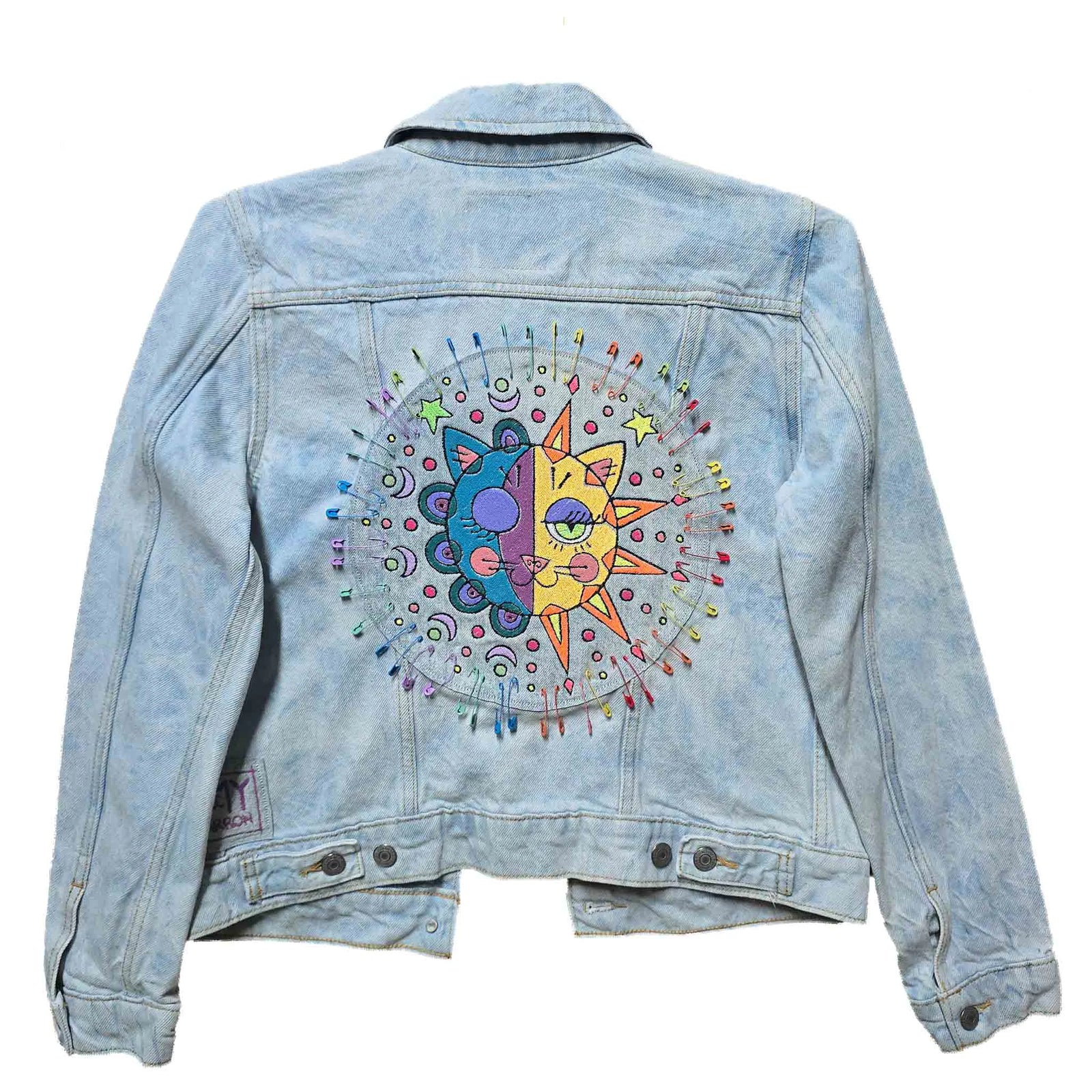 Sun & Moon Cat - Upcycled Jacket