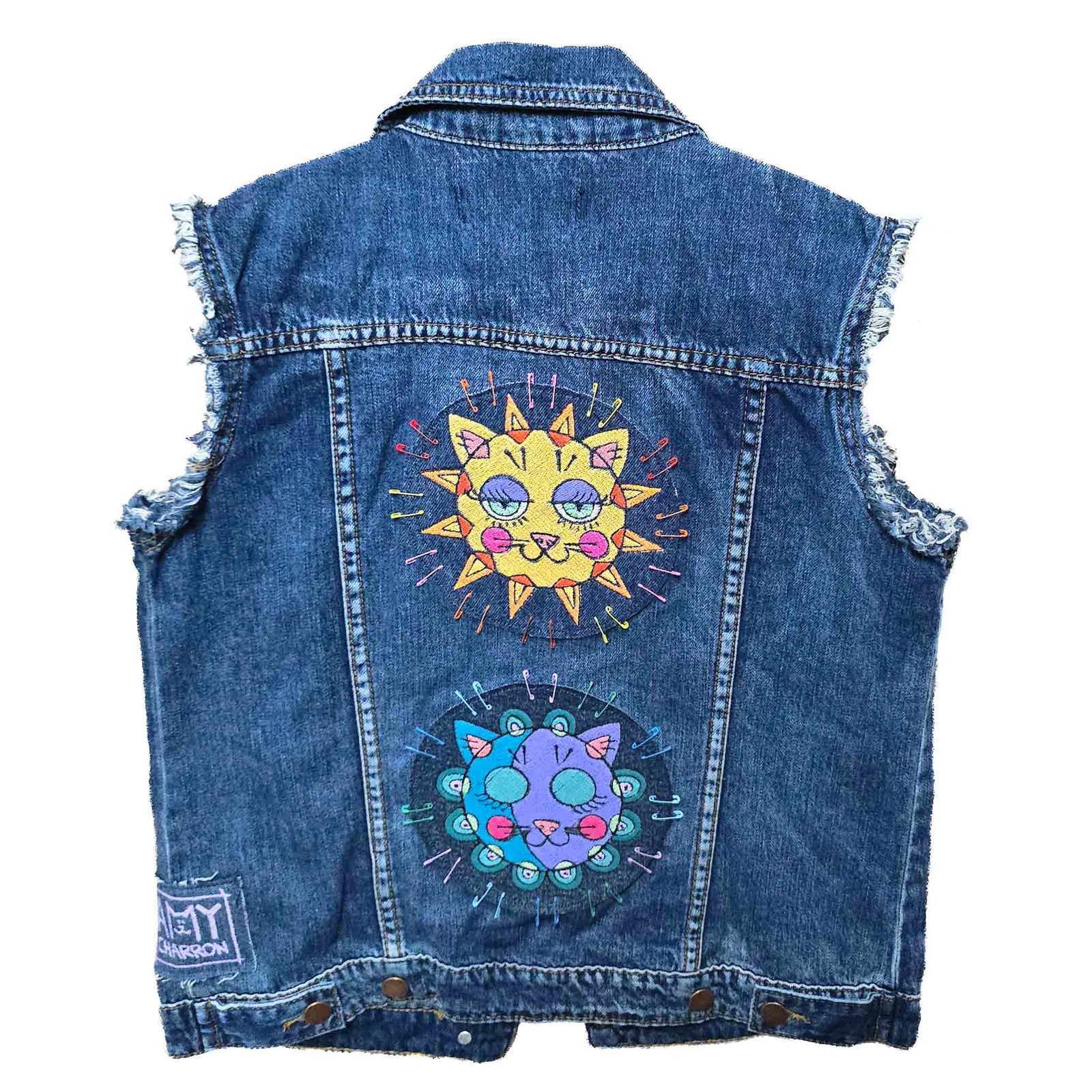 Sun & Moon Cats - Upcycled Vest