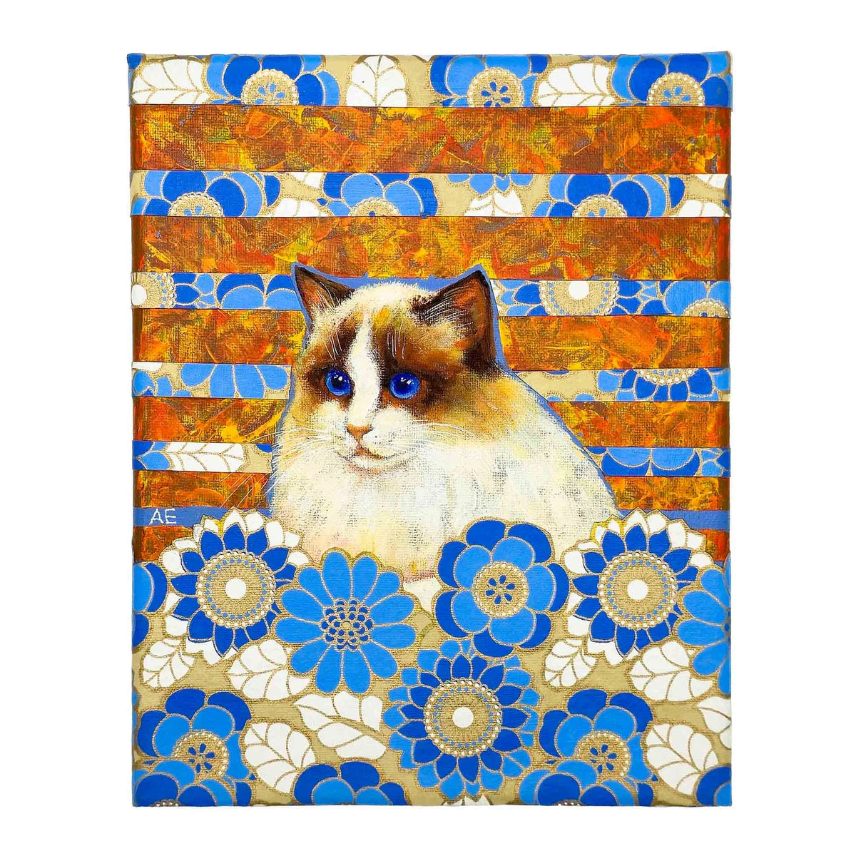 Thoughtful Cat - UV Glow Original Painting