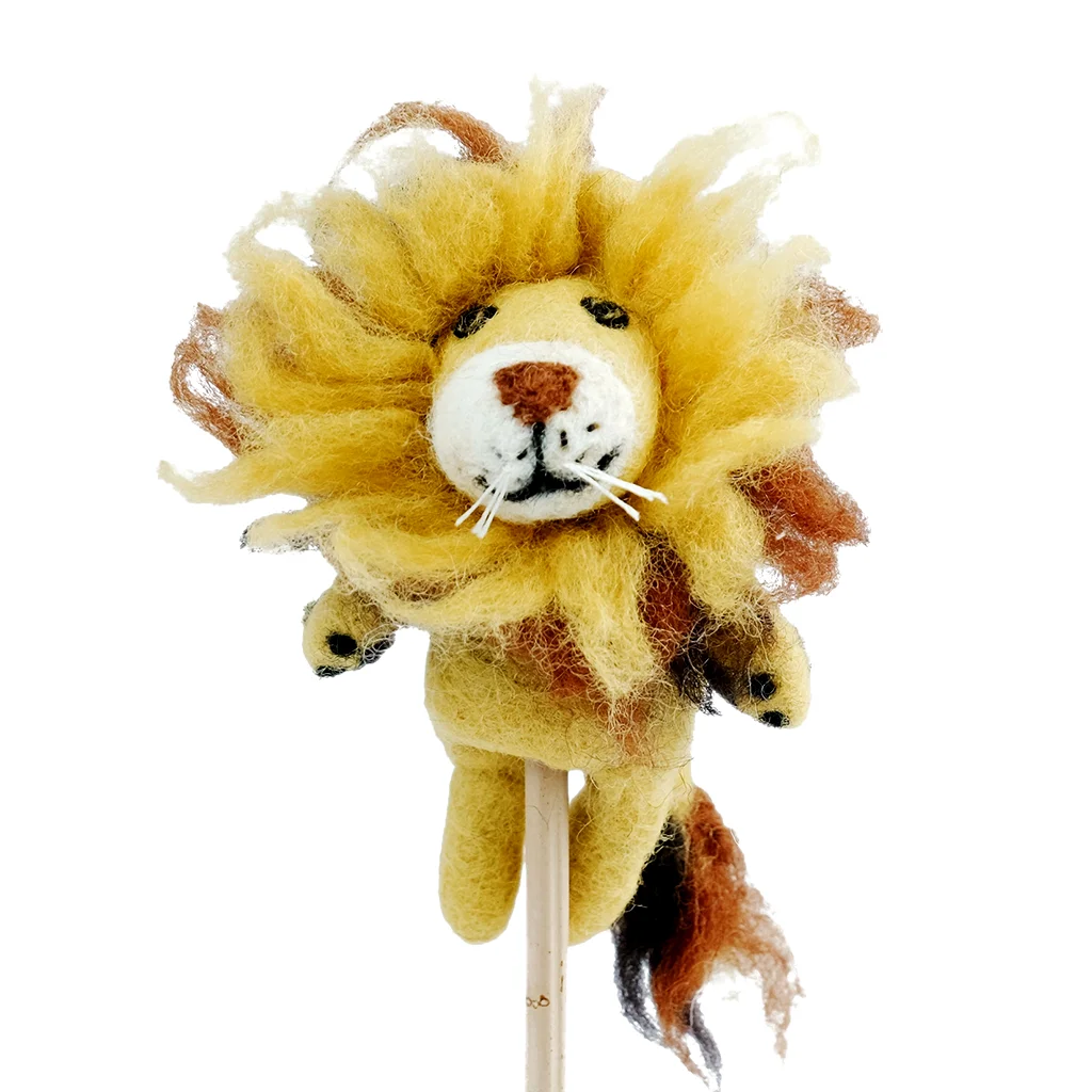 Lion - Hand Felted Wool - Finger Puppet