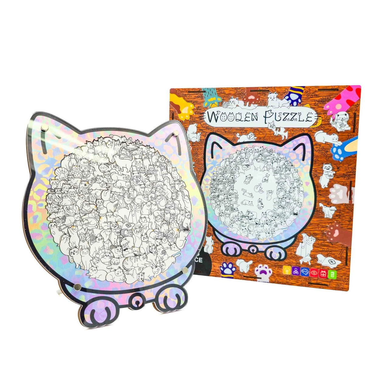 Cats in Cat - Wooden Cat Shaped Puzzle