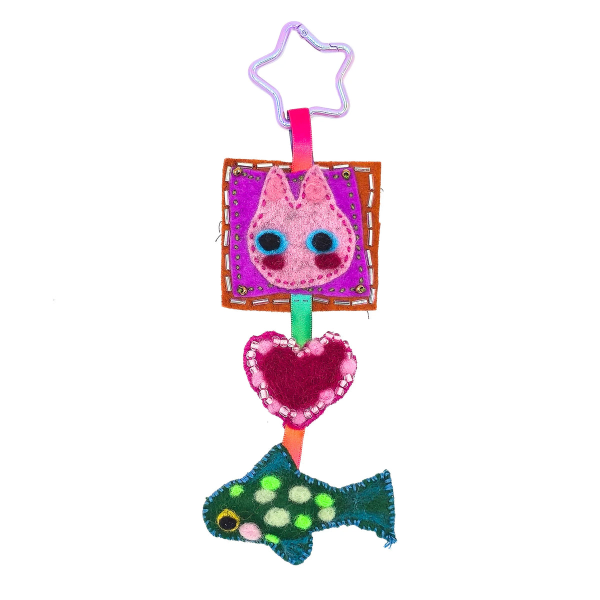 Aquarium Pass - Handmade Felt Art Cat Keychain/Bag Charm