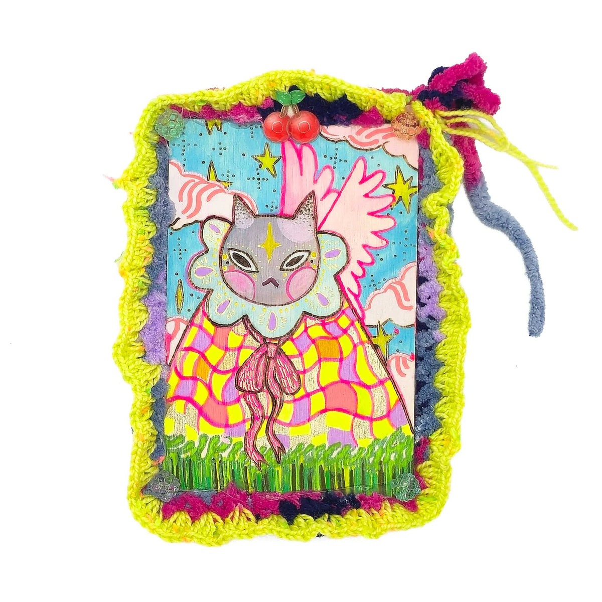 I Sleep Like a Baby, I Have Nightmares, Like a Baby - Mixed Media Original Cat Painting
