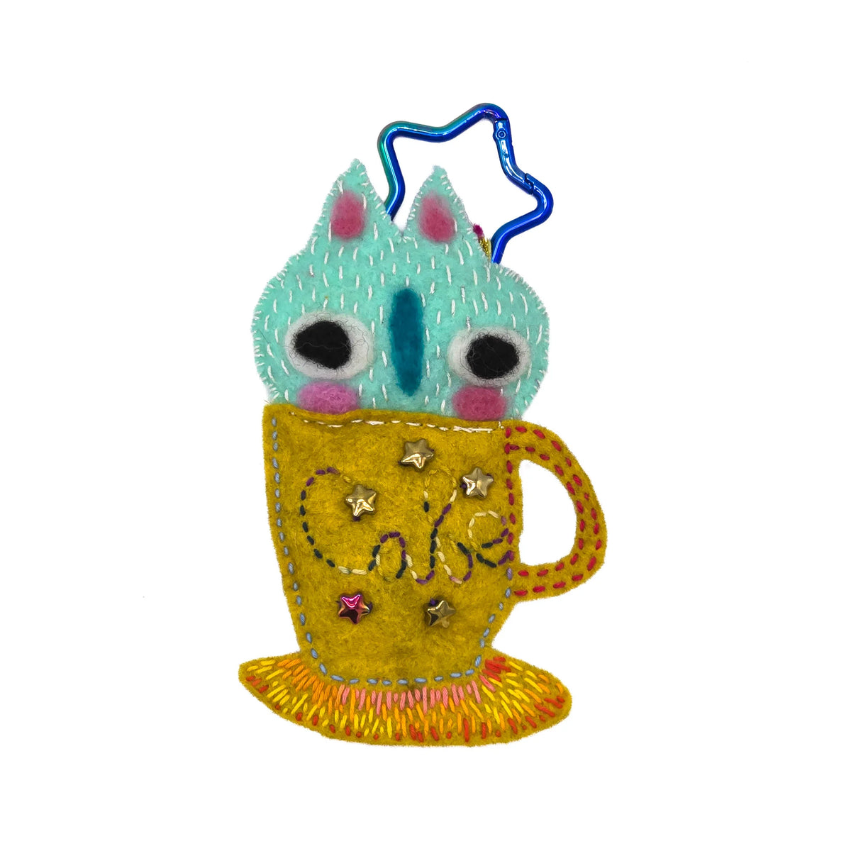 Cafe Au Lait - Handmade Felt Art Cat Keychain/Bag Charm