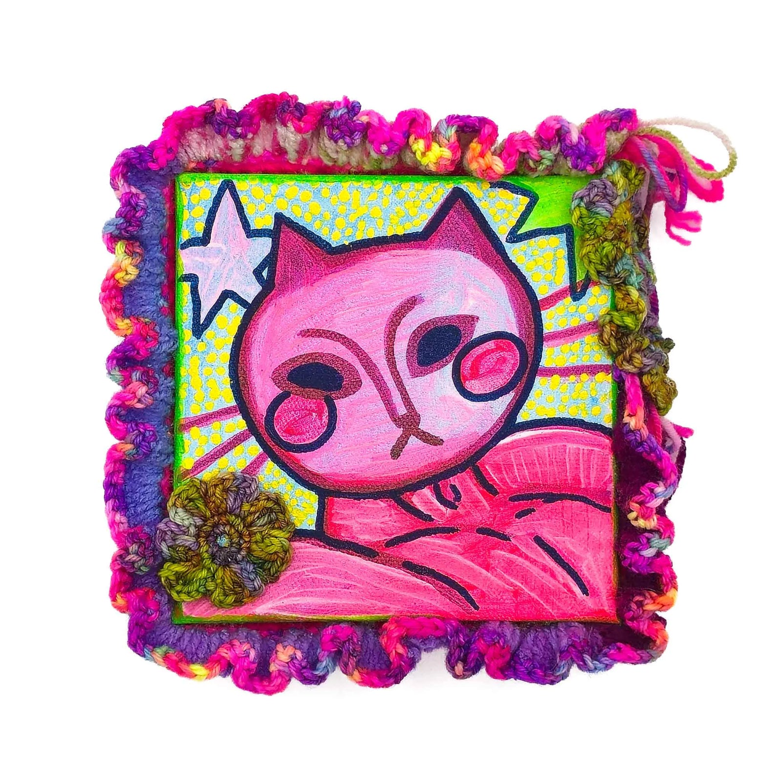 Man of Cats - Mixed Media Original Cat Painting