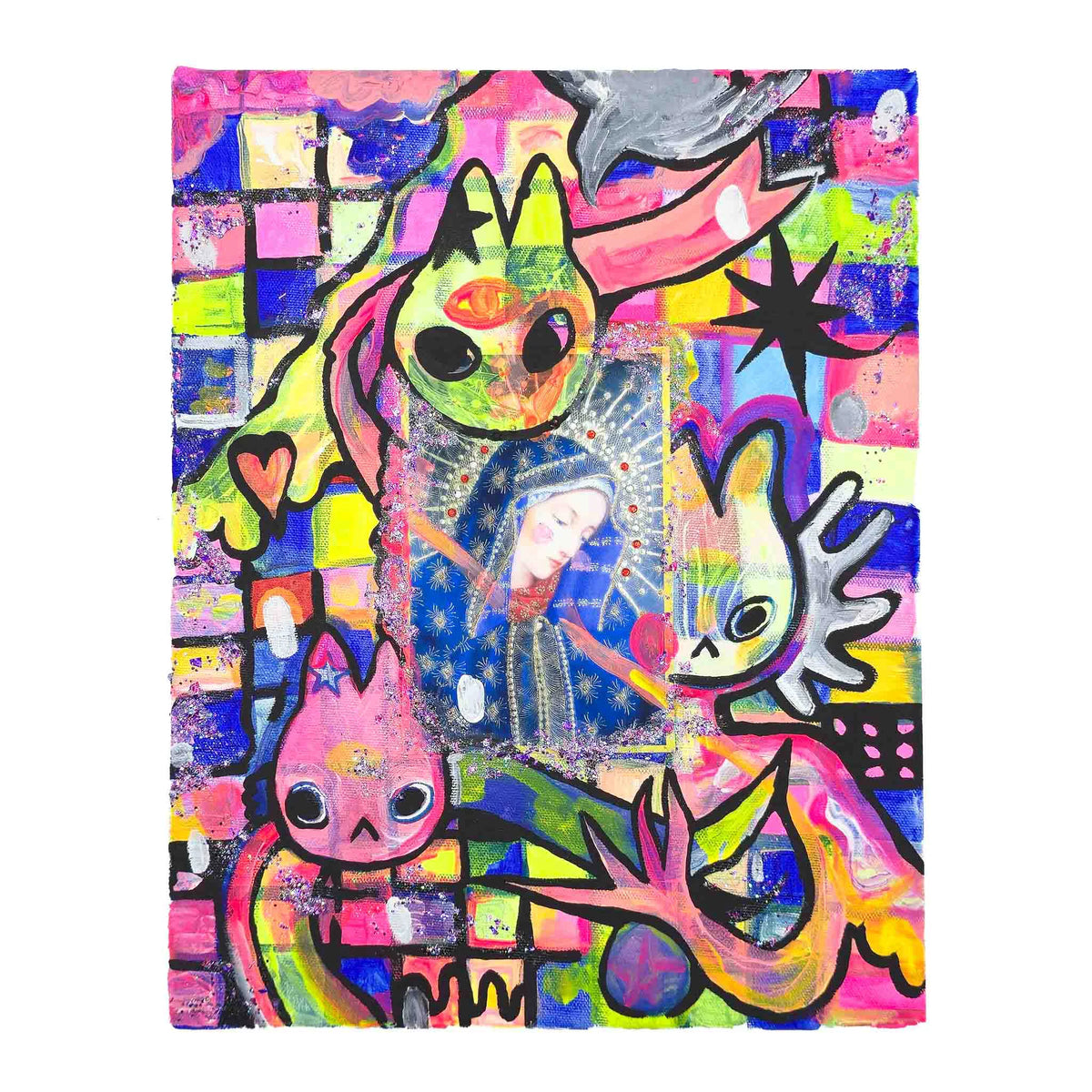 My Mom Doesn't Like My Art - Mixed Media Original Cat Painting