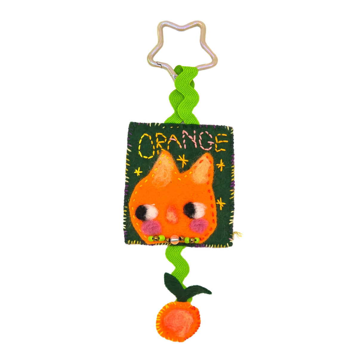 Orange Juice/Vitamin C - Handmade Felt Art Cat Keychain/Bag Charm
