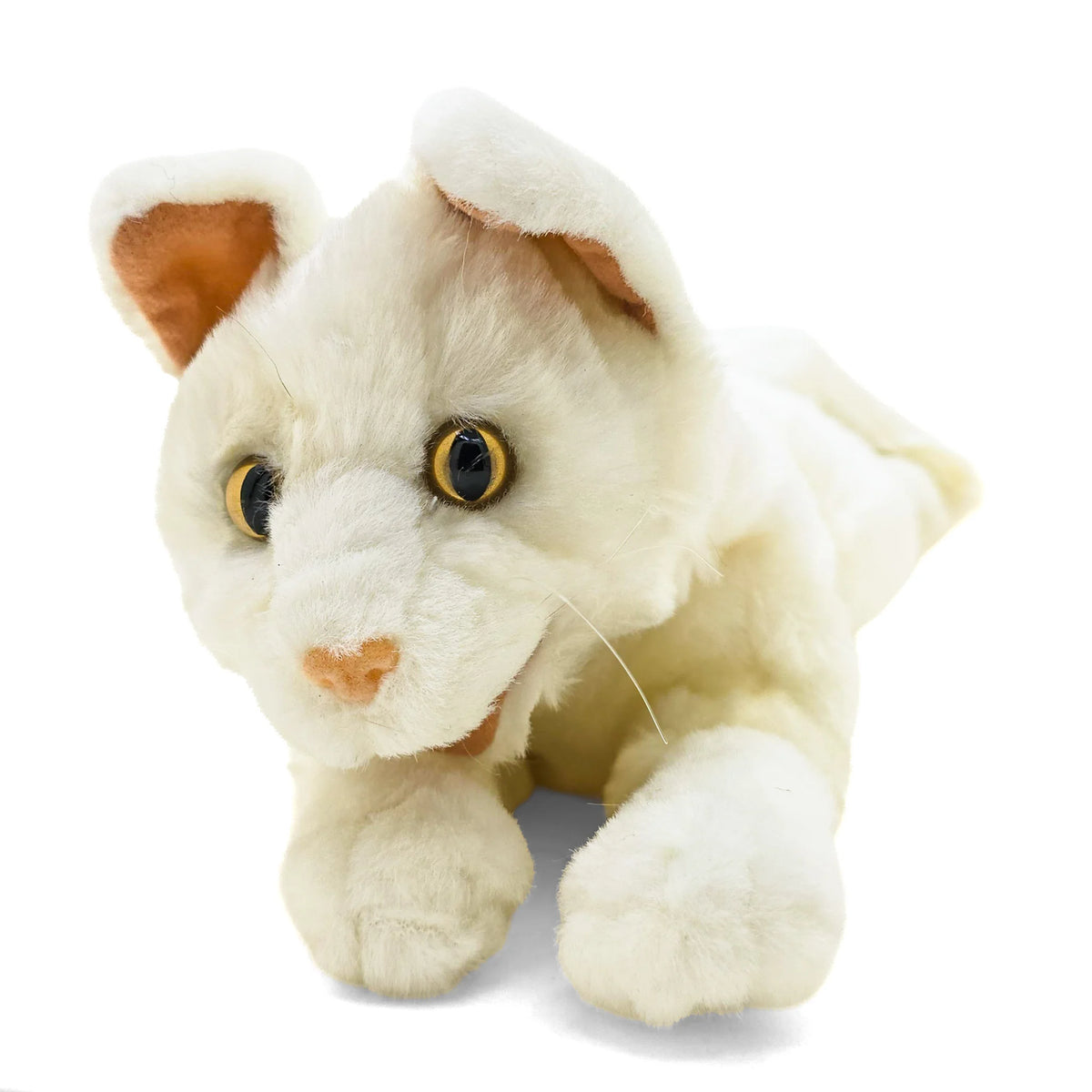 White Cat Laying - Medium - Plushy Puppet