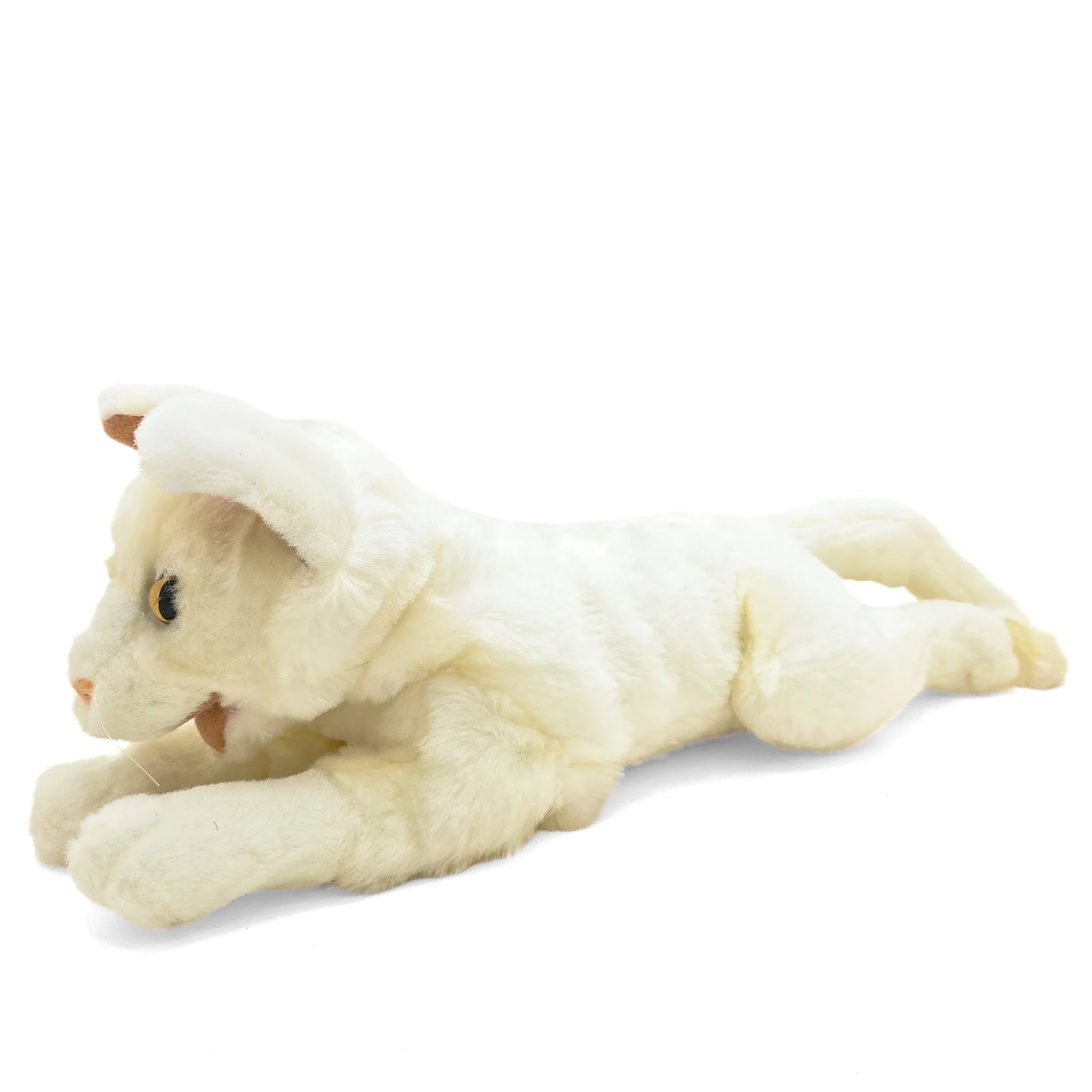 White Cat Laying - Medium - Plushy Puppet