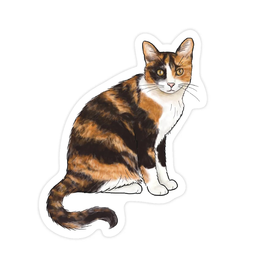 Sitting Calico Cat - Die Cut Sticker