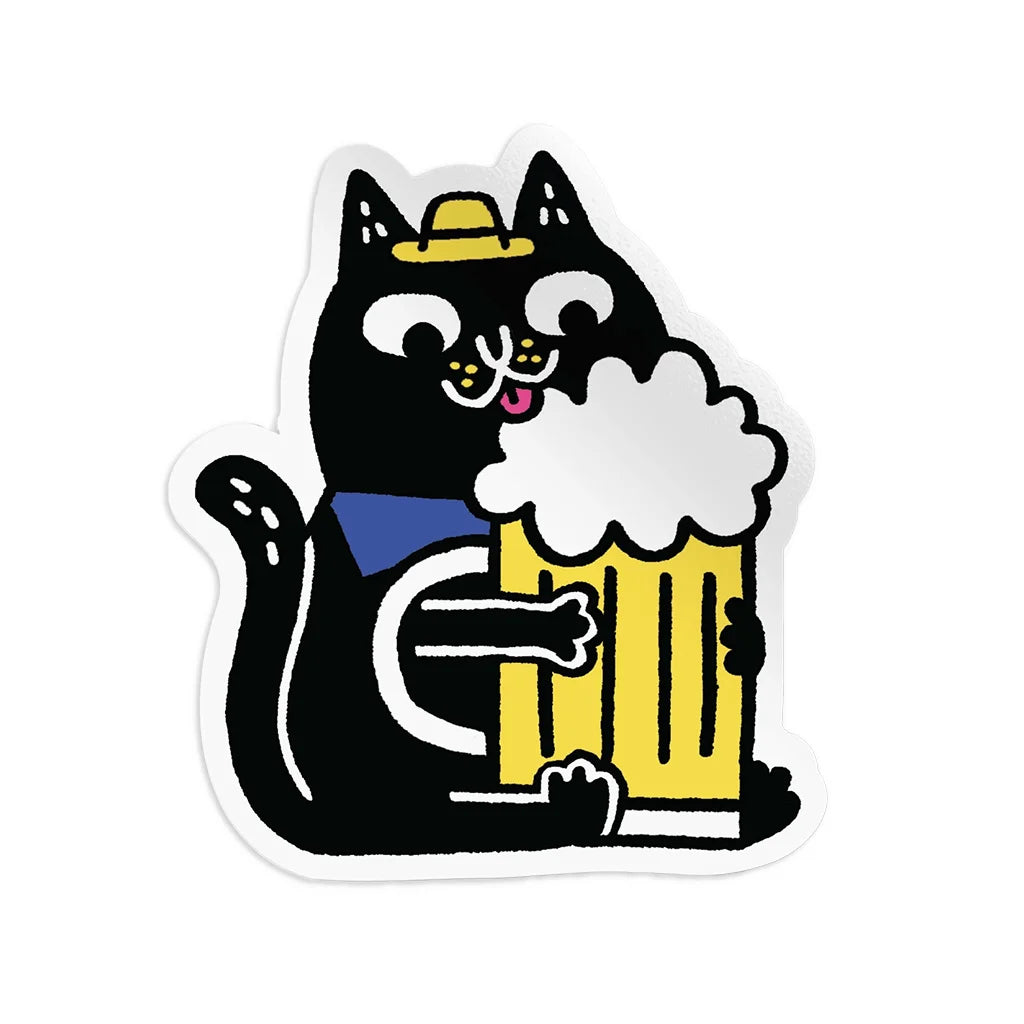 Beer Mug Black Cat - Die Cut Vinyl Sticker