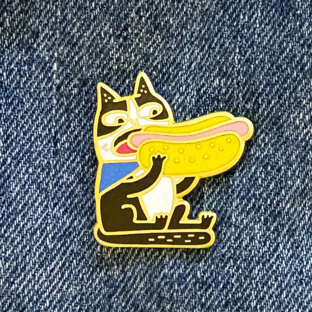 Hot Dog Tuxedo Cat - Hard Enamel Pin
