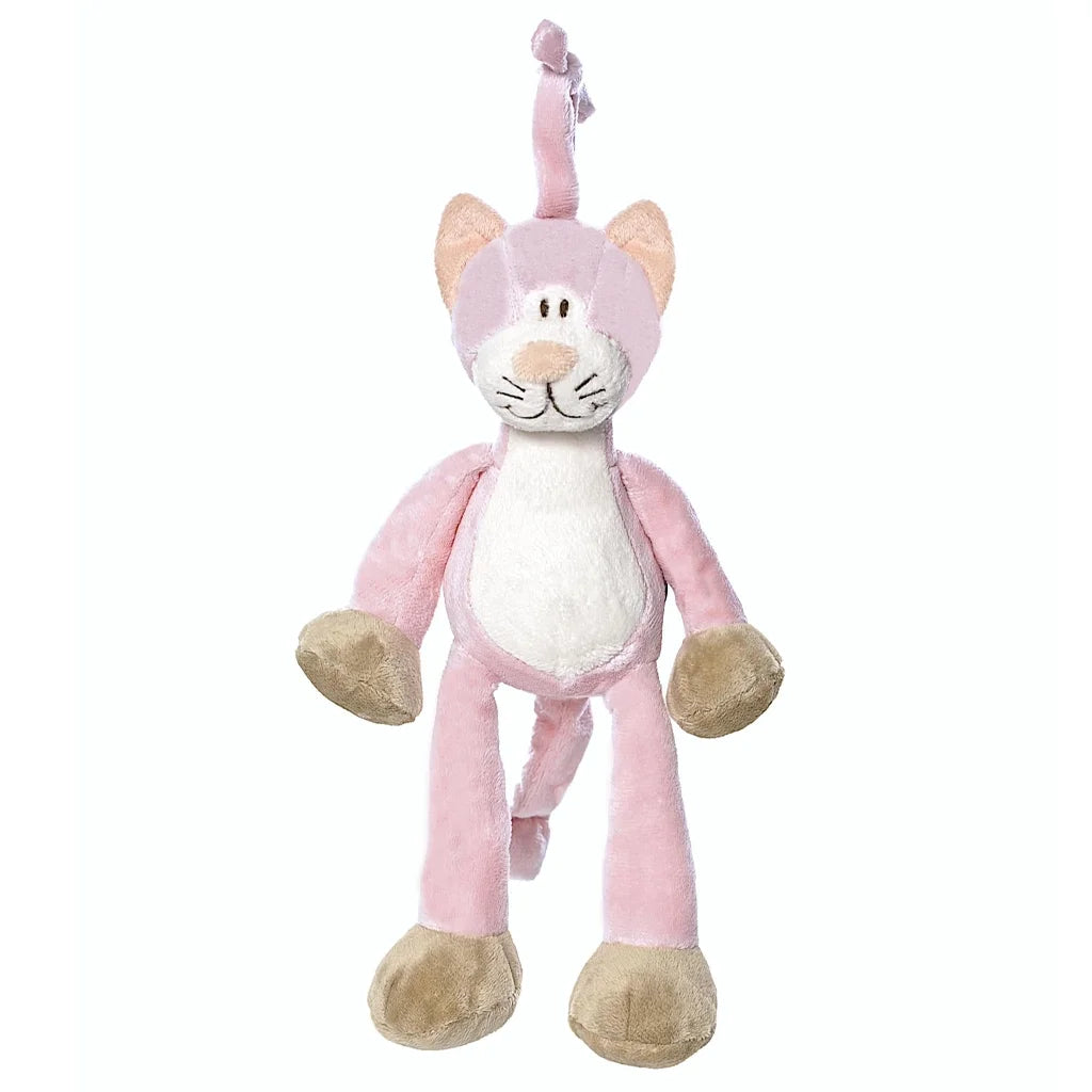 Pink plush cat toy on a white background