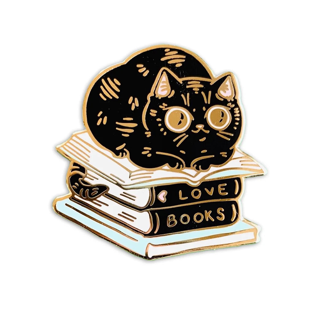 Book Stacks Black Cat - Enamel Pin