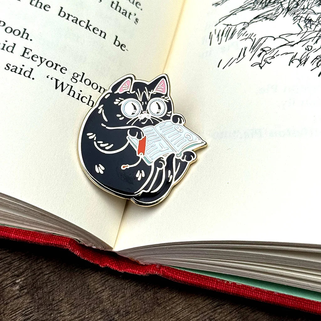 Reading Black Cat - Hard Enamel Pin  