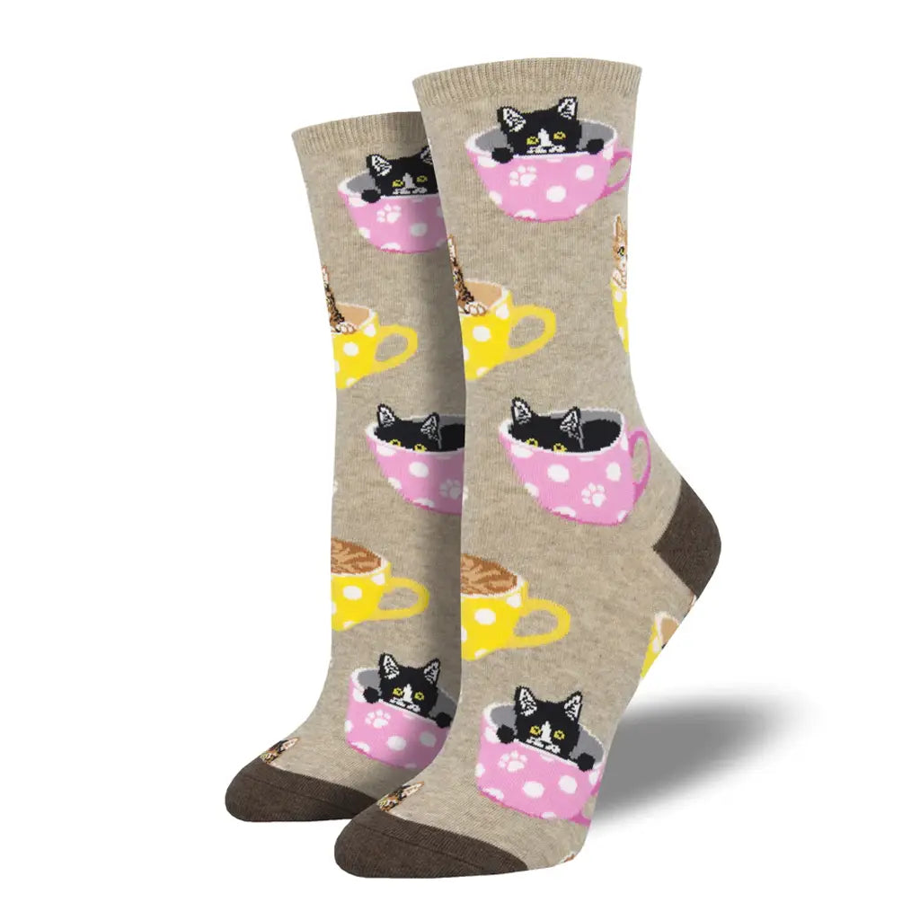 Cat-feinated Hemp Heather - Crew Socks - S/M