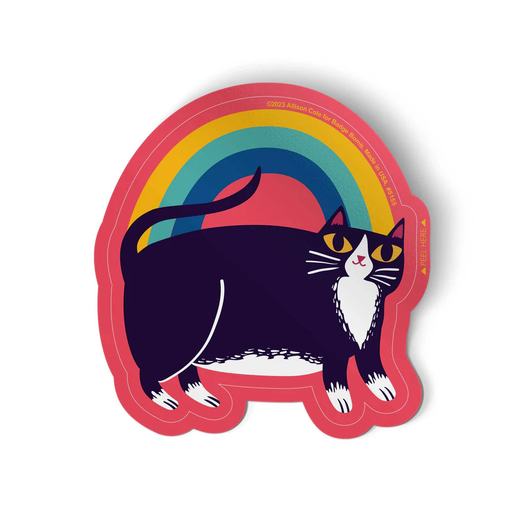 Rainbow Tuxedo Cat - Kiss Cut Sticker