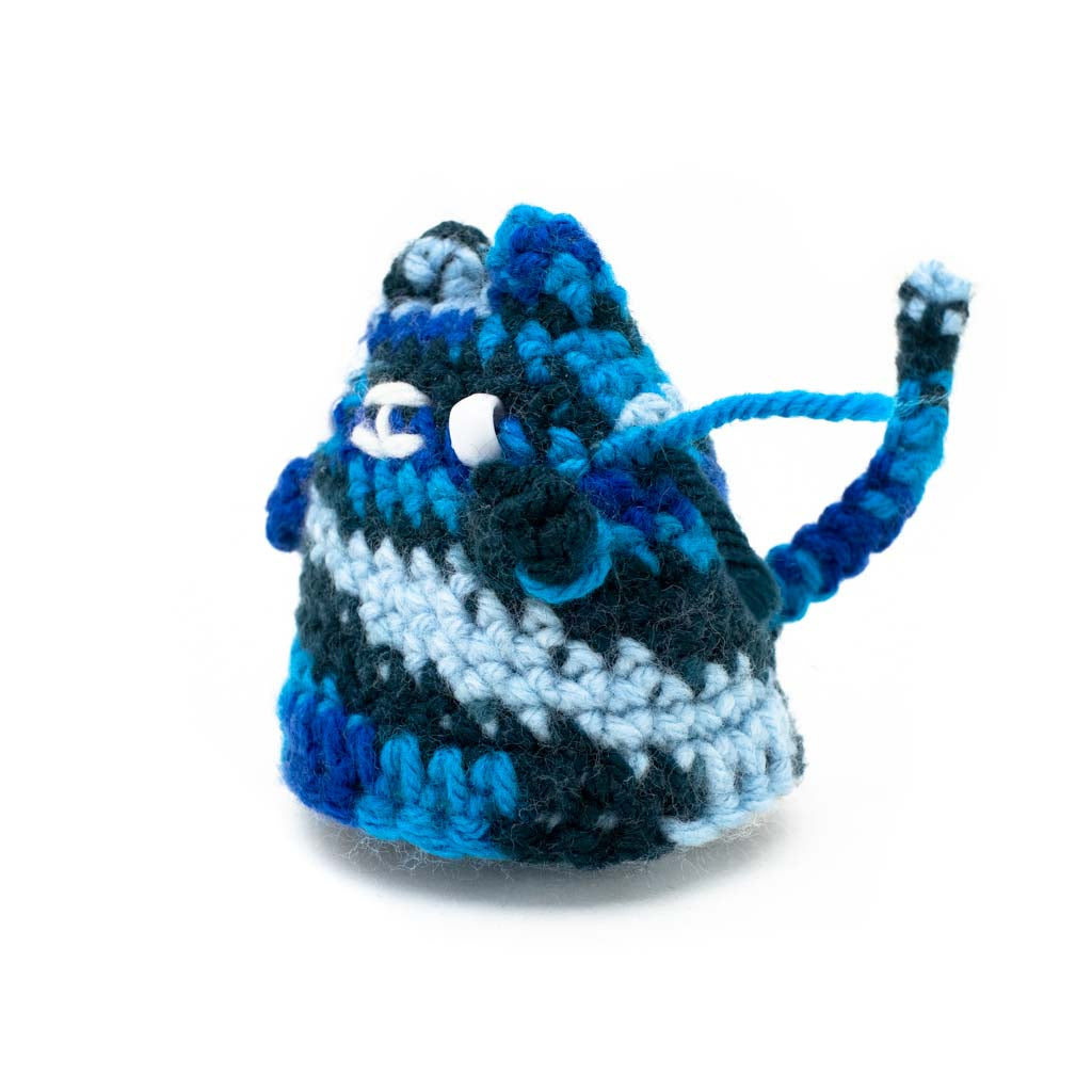 Blue Camo Kitty - Hand Knitted Plushy