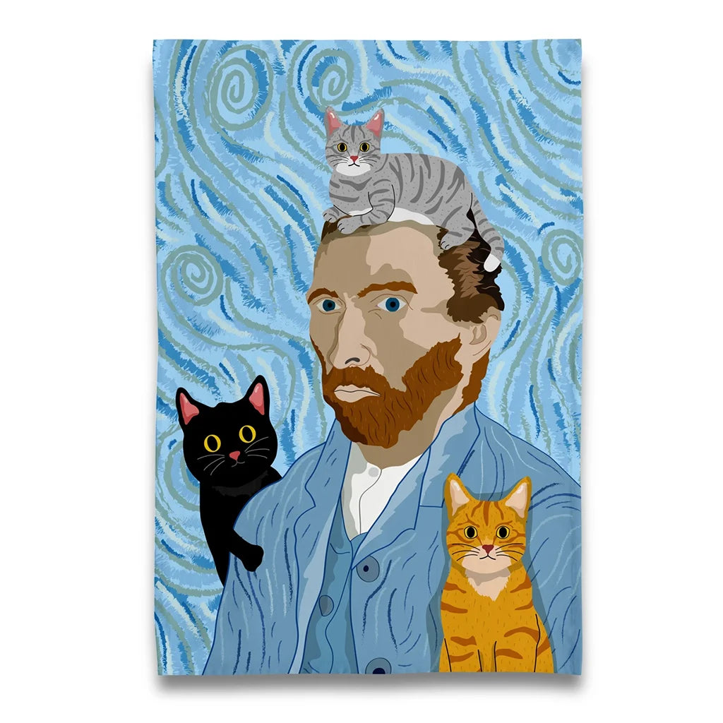 Van Gogh and His Kitty Cats - Tea Towel