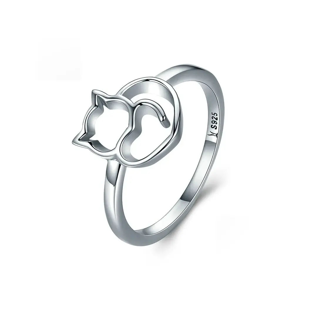 Heart Kitty - Sterling Silver Ring