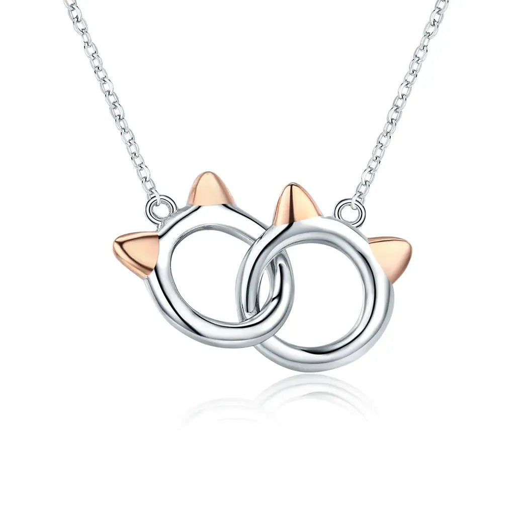 Cat Lovers - Sterling Silver &amp; White Gold Necklace