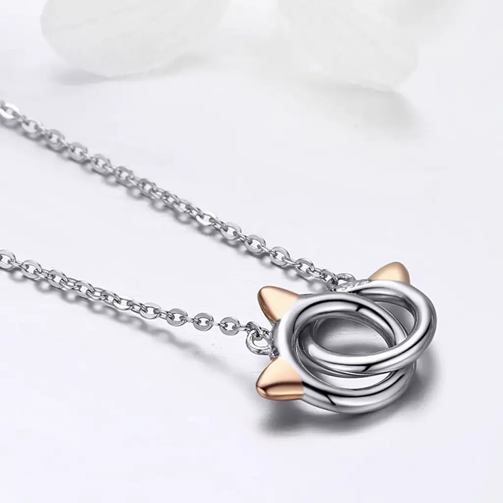 Cat Lovers - Sterling Silver & White Gold Necklace