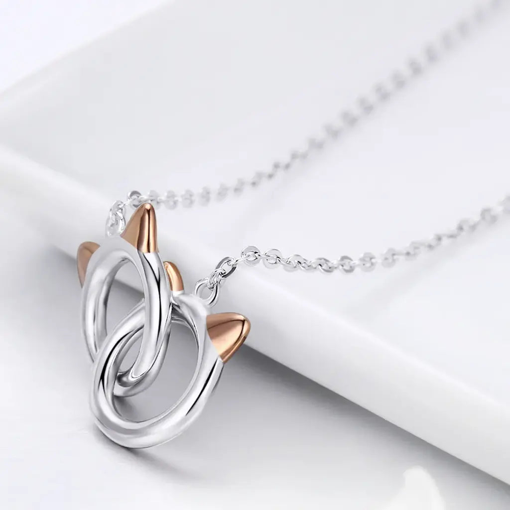 Cat Lovers - Sterling Silver & White Gold Necklace