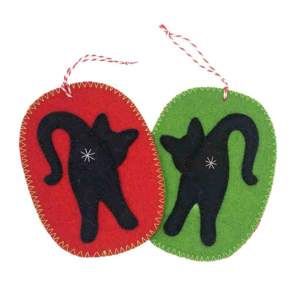 Black Cat Butt -  Handmade Felt Ornaments