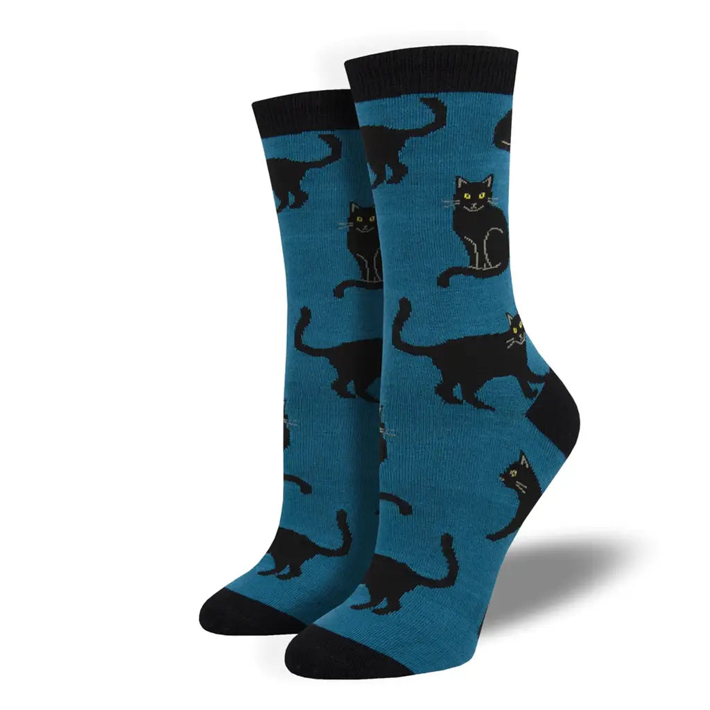 Black Cat Blue - Crew Socks - S/M