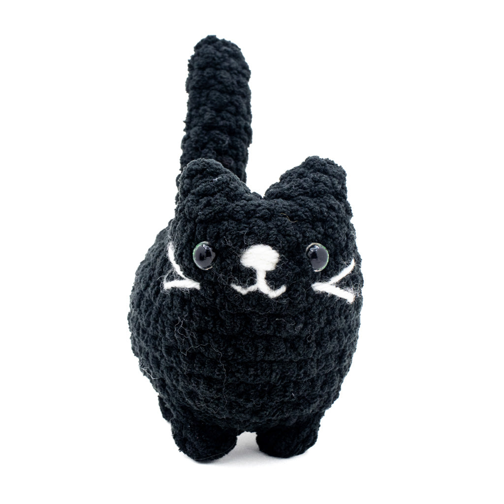 BigBebez Happy Black Cat - Super Soft Hand Crochet