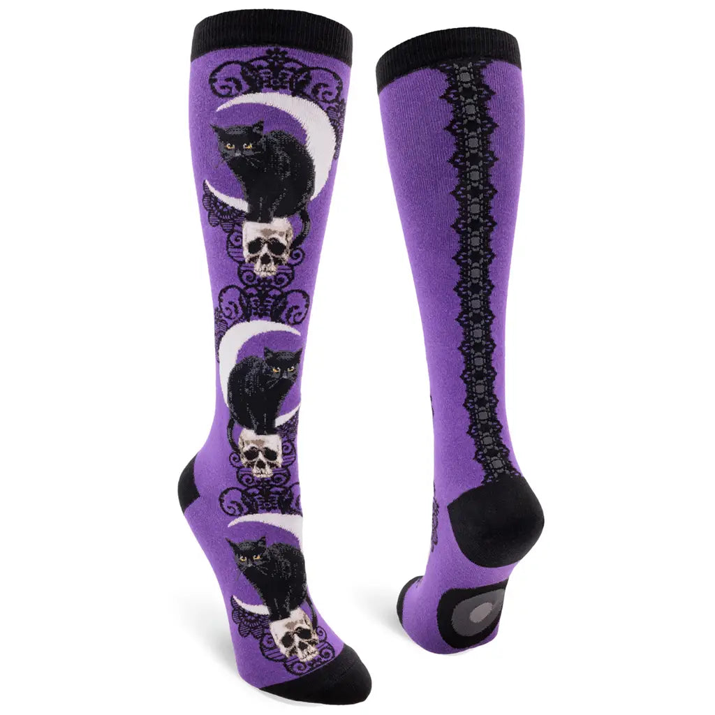 Black Cat Moon - Knee High Socks - S/M