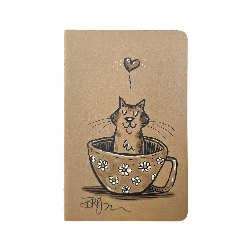 Daisies Mug Cat - Hand Drawn Notebook