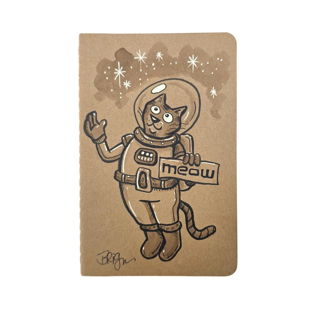 Space Cat Meow - Hand Drawn Notebook