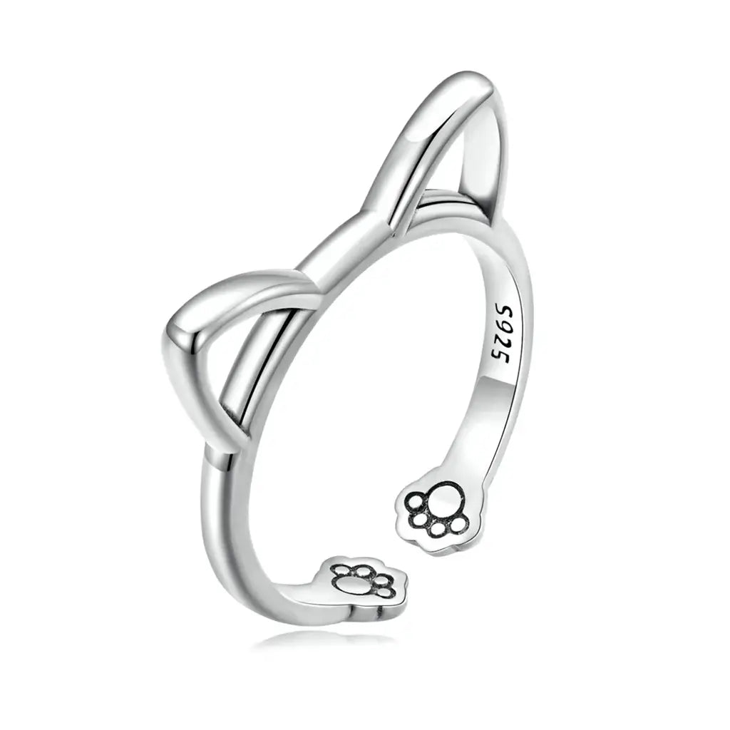 Cat Ears &amp; Paws - Sterling Silver Ring