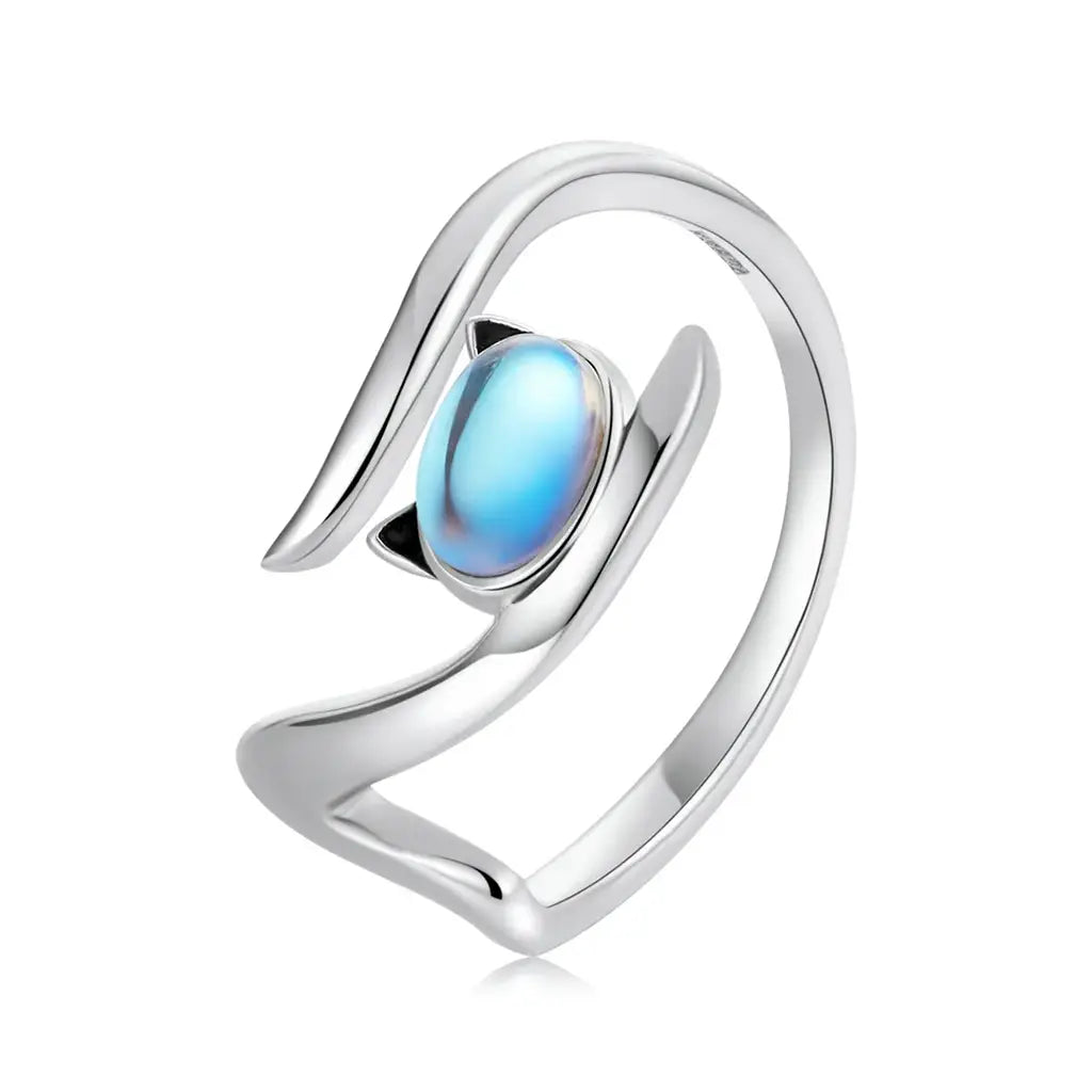 Moonstone Kitty - Sterling Silver Ring