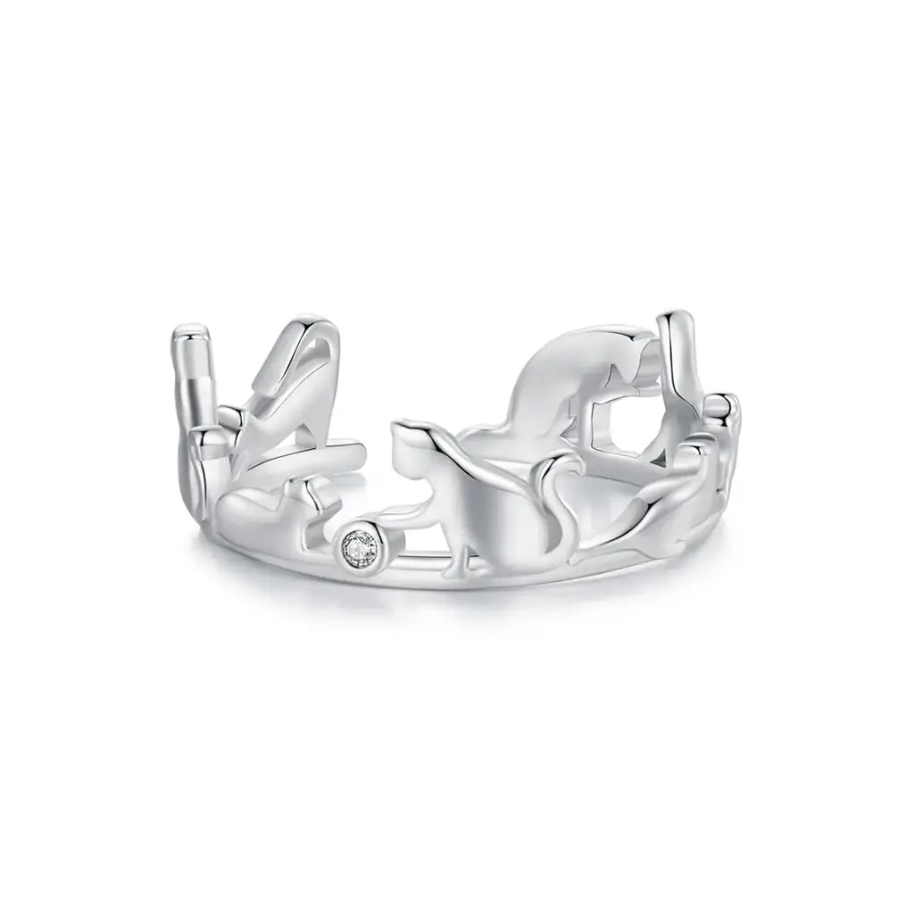 Seven Cats - Sterling Silver Ring