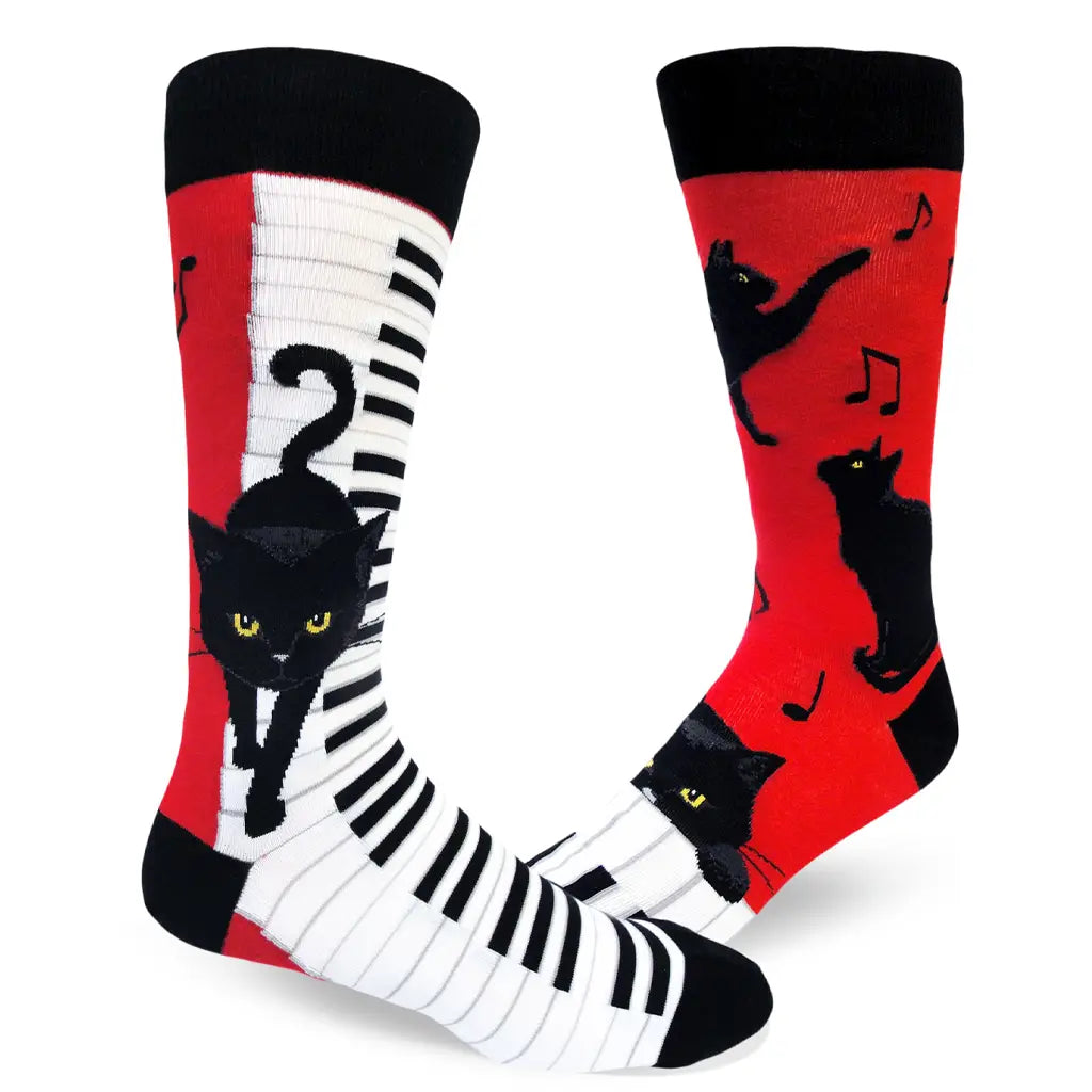 Piano Black Cats - Crew Socks - L/XL