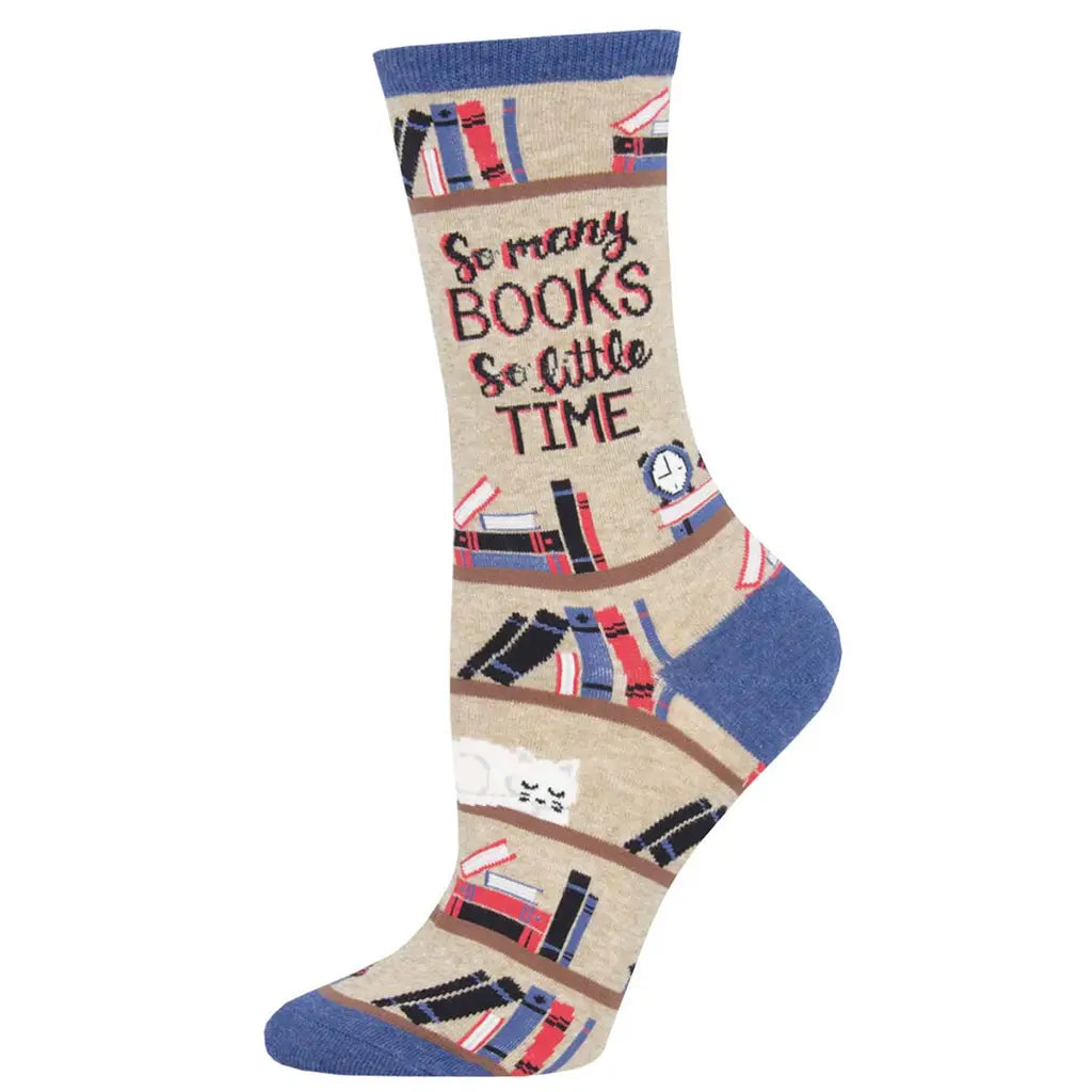 Time For A Good Book Hemp Heather - Crew Socks - S/M