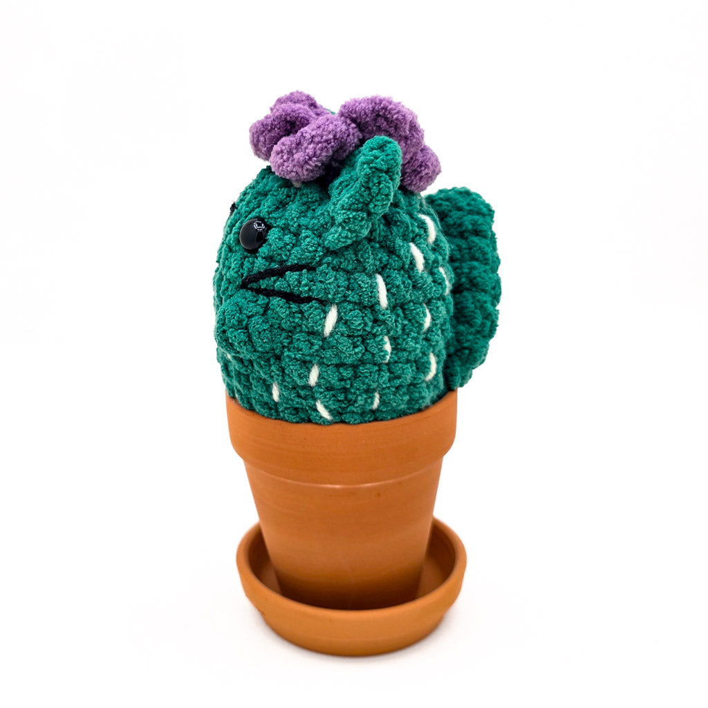 Potted Flowering Cattus - Super Soft Hand Crochet