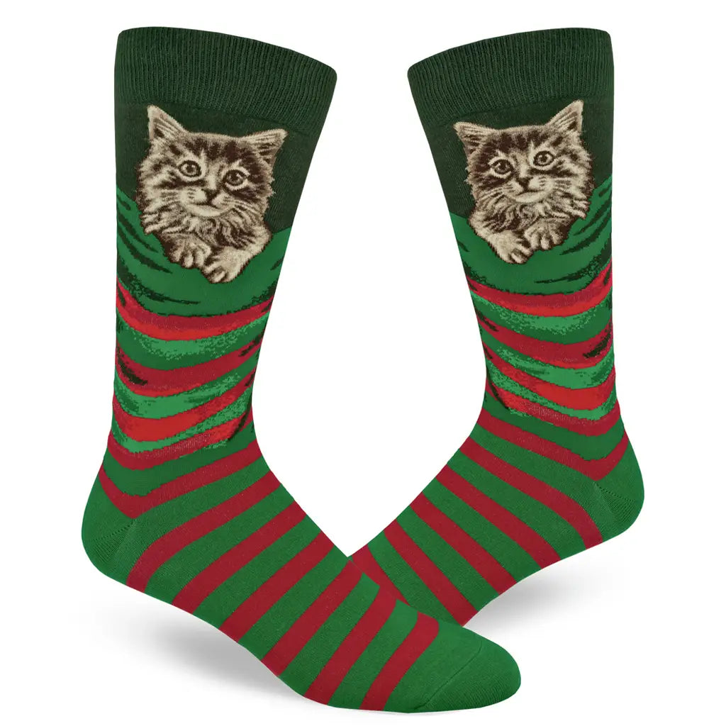 Christmas Kitten - Crew Socks - L/XL