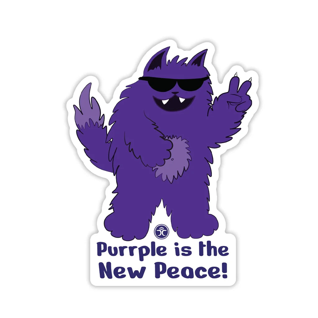 Cool Cat Purrple Is The New Peace - Die Cut Sticker